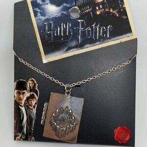 NWT Harry Potter Marauders Map Locket Necklace Silver 30" Necklace